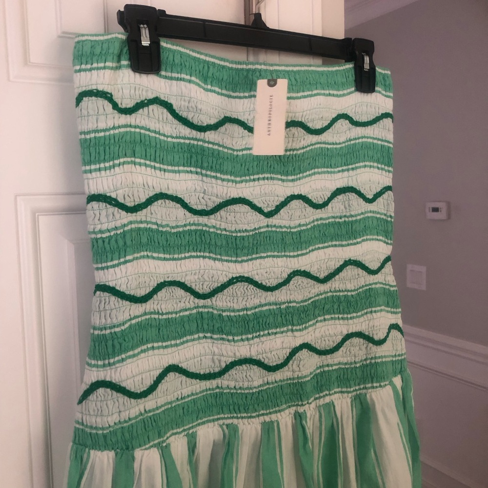 New w Tag: Celandine Strapless Smocked Drop-Waist Midi Dress. Size Medium - Picture 15 of 16